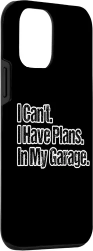 Vista 3 de Funda para iPhone 12 mini con diseño de chico de coche, con texto en inglés "I Can't I Have Planans In My Garage