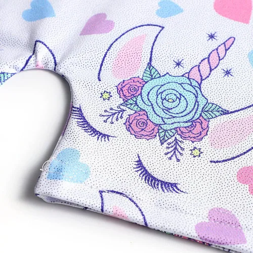 Vista 58 de HOZIY Leotardos de gimnasia para niñas, trajes de ciclismo con patrón adorable brillante