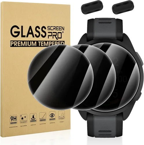Vista 8 de Suoman 3+2 Pack para Garmin Forerunner 165 Protector de Pantalla, Puerto de Carga + [Antiarañazos] Película Protectora de Pantalla de Vidrio