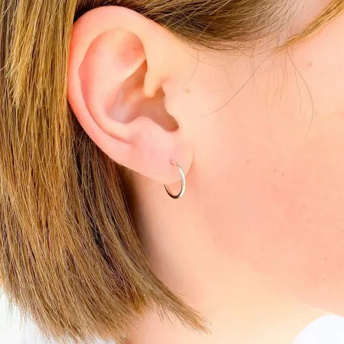 Vista 4 de Aretes de aro de plata de ley, plata de ley 925, 0.472 in, 16 ga, aretes de aro para mujer, aretes de aro de plata hipoalergénica, aretes de aro
