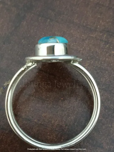 Vista 5 de Anillo azul de cobre turquesa, plata de ley 925, anillo en forma de media luna, anillo de dos bandas, Boho Chic, joyería de boda de promesa, anillo