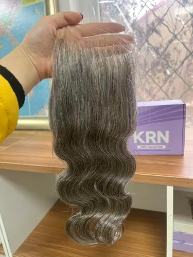Vista 28 de KRN 5x5 HD Cierre de encaje, 0.1mm Ultra-delgado Invisible Cierre de encaje HD Pequeño Nudo Único Pre-arrancado con Cabello de Bebé 12A Grado