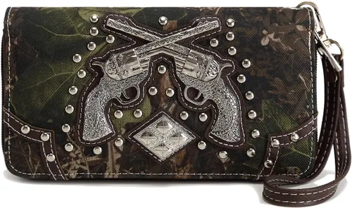 Vista 3 de Camuflaje Estilo Occidental Totes Bolso Floral Tachonado Bolso de Cuero Tooled Bolso de Cuero de las Mujeres del País Bolsa de Hombro Cremallera