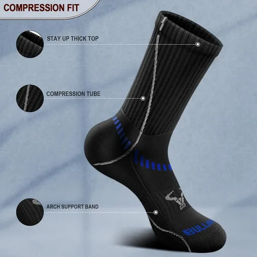 Vista 4 de BULLIANT Calcetines deportivos para hombre, 6 pares, calcetines atléticos acolchados para hombres al aire libre para correr, soporte de compresión