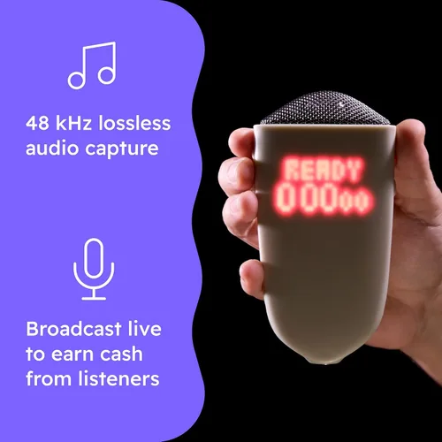 Vista 2 de Blast - Micrófono portátil para podcasting, inalámbrico, portátil, grabación sin pérdidas, almacenamiento en la nube