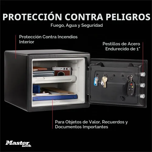 Vista 7 de Master Lock - Caja de seguridad premium negra a prueba de fuego y agua con teclado digital, 0.82 pies cúbicos, STW082GTC