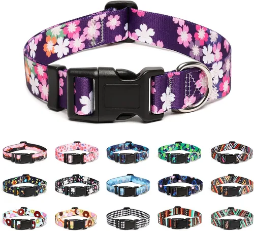 Vista 19 de Mercano - Collar ajustable para perro, patrones de diseño especial, collar de nailon suave cómodo y duradero para perros pequeños, medianos