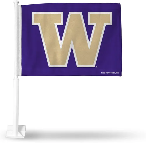 Vista 42 de Rico Industries Bandera de coche de doble cara de la NCAA, gran accesorio para automóvil