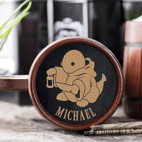 Vista 4 de ffxiv - Taza de madera Tonberry. Regalo para jugadores. Jarro de cerveza. Taza de cerveza de madera personalizada. Regalo personalizado para él