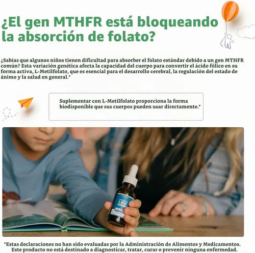 Vista 8 de Organic Kids L-metilfolato + metil B12 Cofactor - MTHFR forma sublingual - 5-MTHF, forma superior de folato - dosificación ajustable para todas