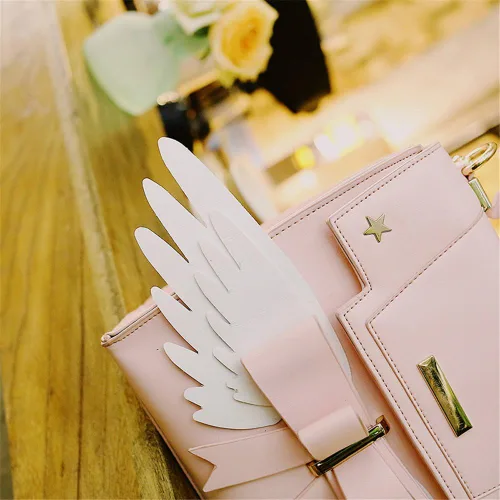 Vista 9 de Smilovely Cardcaptor Sakura Angel Wings Bowknot Cute Lolita Bolso Anime Cosplay Bolso de hombro, Rosado