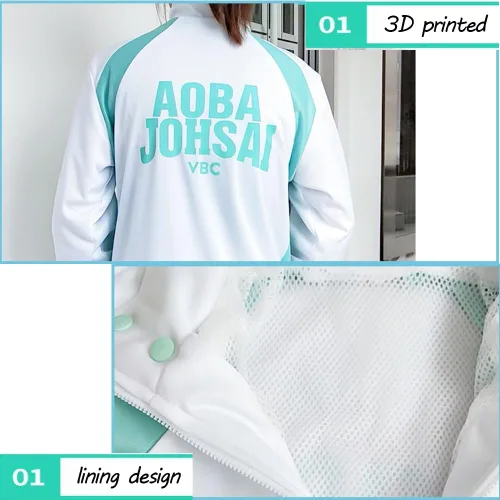 Vista 5 de Camiseta de anime Aoba Johsai, equipo de voleibol, ropa deportiva, cosplay, disfraz de Oikawas Tooru, chaqueta y pantalones