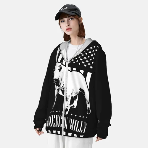 Vista 4 de Chaqueta con capucha de protección solar de verano con la bandera americana, camisa de manga larga con cremallera frontal