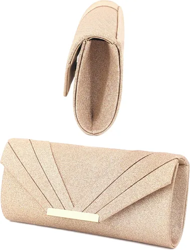 Vista 4 de Naimo Bolso de mano brillante para mujer, bolso de noche para fiesta, cóctel, boda, elegancia, sobre