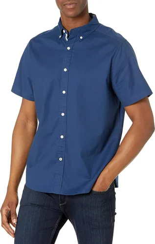 Vista 4 de Nautica Camisa Oxford de manga corta con botones para hombre celeste (Light French Blue)