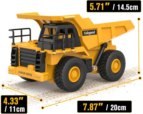 Vista 2 de kolegend Camión volquete RC de juguete para niños, camión volquete de control remoto con cama volquete de trabajo, juguete de construcción RC de 2.4