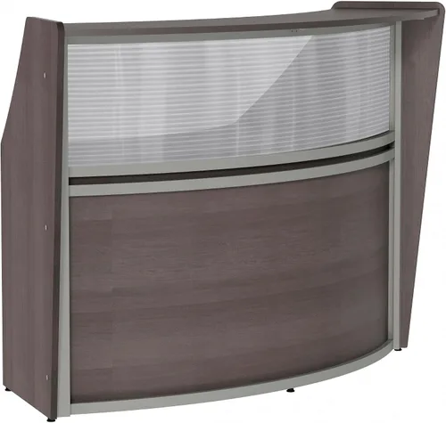 Vista 32 de Linea Italia Oficina curvada, transparente, fácil de montar, mostrador de recepción de 3 paneles para vestíbulo, salón, 142 x 71 pulgadas