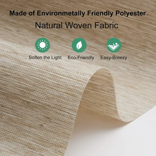 Vista 2 de Tonature Free-Stop - Persianas sin cordones con cenefa, tejido natural, persianas enrollables con filtro de luz para el hogar, persianas enrollables