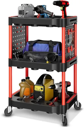 Vista 11 de Auto Dynasty Carrito utilitario plegable de 3 niveles con ruedas