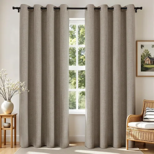 Vista 32 de Joydeco Cortinas opacas de 72 pulgadas de largo, 2 paneles burg, cortinas de oscurecimiento de habitación para dormitorio, cortinas térmicas Negro