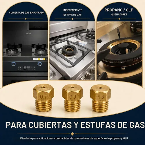 Vista 6 de Kit de conversión de orificio para estufa de gama PFCKE, piezas de repuesto de boquilla de quemador de chorro de latón M6x0.75 mm, punta de rociado