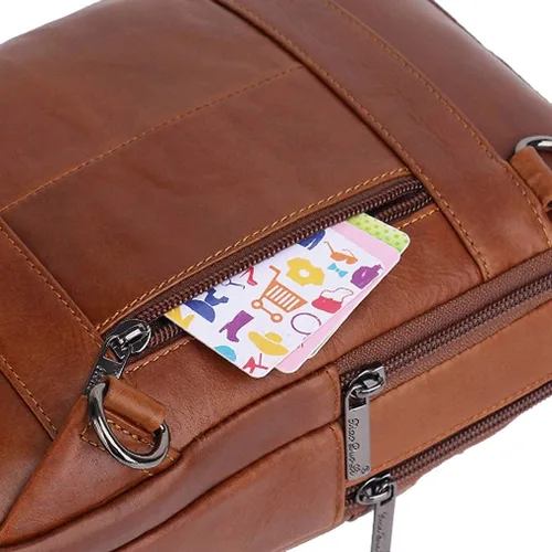 Vista 8 de Bolso de hombro pequeño de cuero para hombres y mujeres para viajes al aire libre negocios