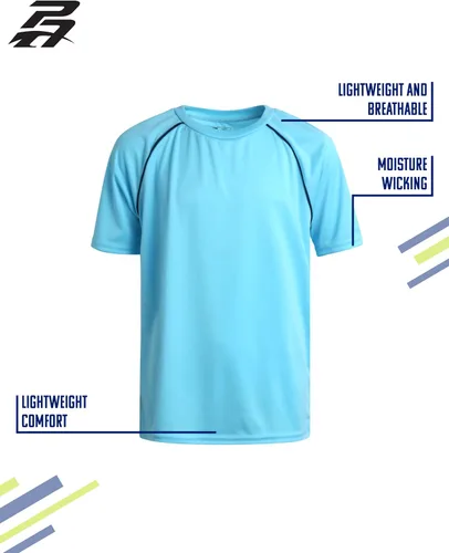 Vista 3 de Pro Athlete Camisas atléticas para niños, paquete de 4 camisetas de ajuste seco ligeras de rendimiento para niños Dri Fit (tallas 5-16)