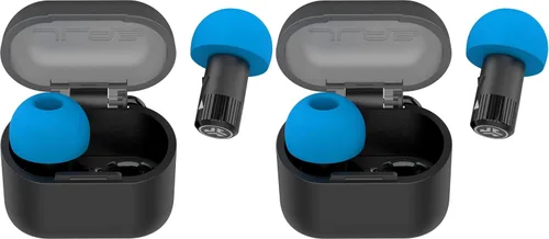Vista 7 de JLab JBuds Protect Tapones reutilizables para los oídos, niveles de reducción de ruido duales, juegos de 5 puntas, funda de transporte con llavero
