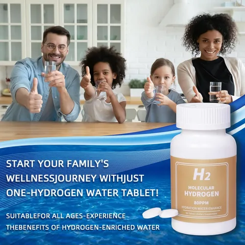Vista 6 de Tabletas de agua de hidrógeno de 8 PPM para agua potable, tabletas de hidrógeno molecular H2 magnesio apoya el envejecimiento saludable, energía