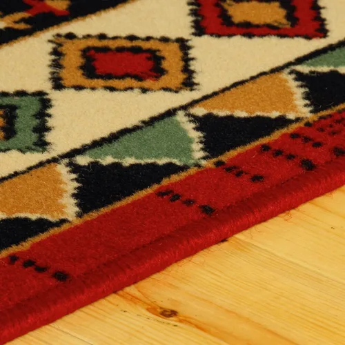 Vista 4 de SUPERIOR Folk Diamond - Alfombra rústica ecléctica bohemia para interiores, 3 x 5 pies, color rojo