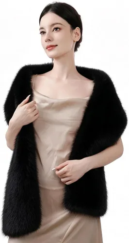 Vista 25 de Dikoaina Bufanda de invierno para mujer de piel sintética, con cuello, tipo envoltura, de piel sintética Beige