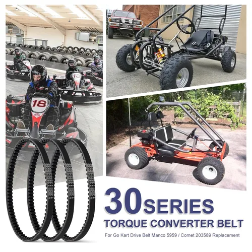 Vista 6 de Correa de transmisión Go Kart, 3 piezas de correas de transmisión, Correa convertidora de torque Cheimaxy serie 30 para Manco 5959 / Comet 203589