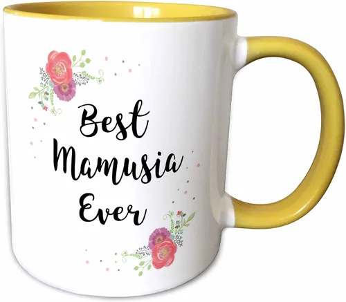 Vista 7 de 3dRose InspirationzStore – Love Series – Floral Best Mamusia Ever bonita acuarela rosa flores – Polaco mamá – tazas (taza_311973), Negro/Blanco