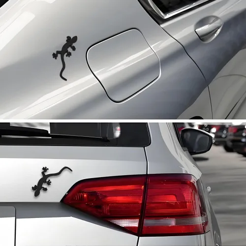 Vista 5 de Calcomanías de Gecko para Coche, Calcomanías para Carrocería Automotriz, Emblema de Insignia de Cromo de Metal Puro con Forma de Gecko 3D de Moda