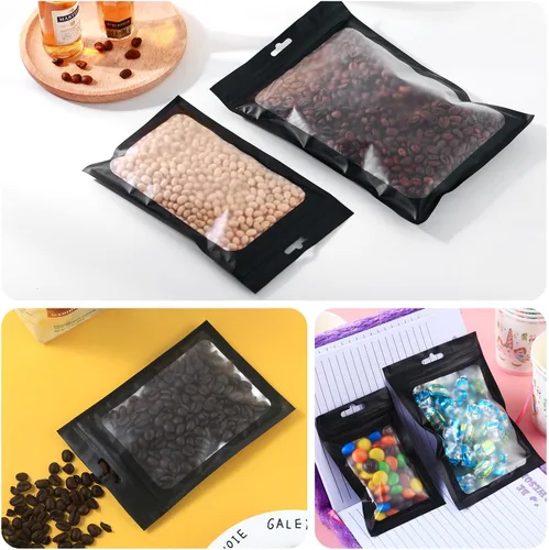 Vista 5 de 400 bolsas de Mylar resellables de 4 x 5 pulgadas, color negro, para almacenamiento de alimentos, bolsa resellable de Mylar con ventana transparente