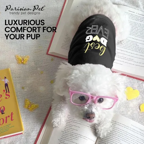 Vista 5 de Parisian Pet Camisa para perro – Camisas 100% algodón para perros pequeños – Chaleco negro sin mangas para cachorros – Ligero y transpirable Mejor