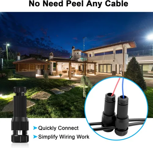Vista 6 de 24 piezas de conectores de cable de luz de paisaje de bajo voltaje para exteriores, conectores de cable de calibre 14-20 para luces de camino