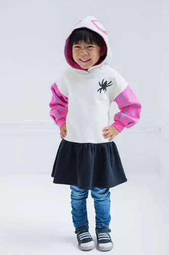 Vista 4 de Marvel Spider-Man Spider-Gwen Ghost Spider - Vestido de patinadora de forro polar para niñas pequeñas y grandes