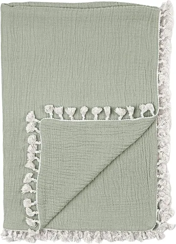Vista 13 de Crane Baby Manta de muselina para bebé, de algodón suave, ligera, para bebé, niños y niñas, Riverstone, 30 x 40 pulgadas