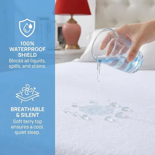 Vista 8 de Funda de colchón con cremallera individual, protector de colchón impermeable de 6 lados, funda de cama hipoalergénica de alta calidad, impermeable