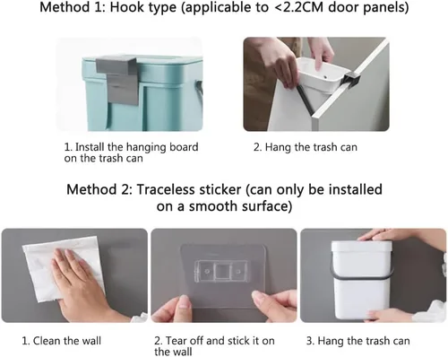 Vista 7 de Contenedor pequeño de compostaje de cocina de 3 litros, contenedor para encimera del hogar con tapa para compostador de basura (A)