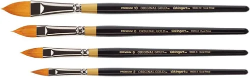 Vista 3 de KINGART Original Gold 9930 Series, Golden Taklon Oval Floral Petal Artist Brush (juego de 4) Negro, B-100