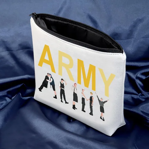 Vista 3 de MEIKIUP Bangtan - Bolsa de maquillaje para niños y niñas, álbum de mantequilla K-Pop, bolsa con cremallera, bolsa de mercancía K-Pop, regalo
