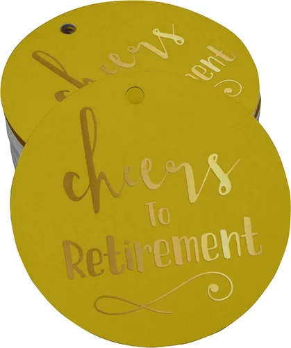 Vista 11 de Etiquetas de papel para colgar con texto en inglés "Cheers to Retirement Wall" (50 unidades)