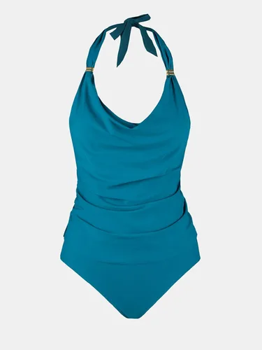 Vista 6 de CUPSHE Conjunto de tankini de dos piezas para mujer, cuello halter, espalda baja