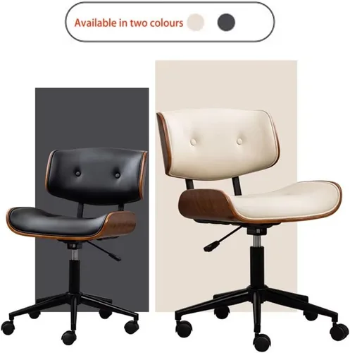 Vista 8 de Silla de oficina en casa con ruedas, silla de oficina cómoda y suave, sin brazos, silla de oficina tapizada, silla de computadora giratoria moderna
