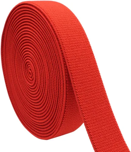 Vista 8 de Banda elástica de costura de 1 pulgada por 5 yardas, color negro, sarga de doble cara, elástica tejida