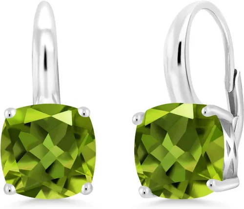 Vista 5 de Gem Stone King Aretes colgantes de plata de ley 925 de 0.315 in con piedra natal con piedra natal para mujer, joyería fina para su madre y esposa