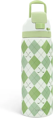 Vista 24 de Botella de agua aislada de acero inoxidable SANDJEST con pajita para deportes y viajes, la mejor tía de siempre, 946ml, regalos para mujeres, día