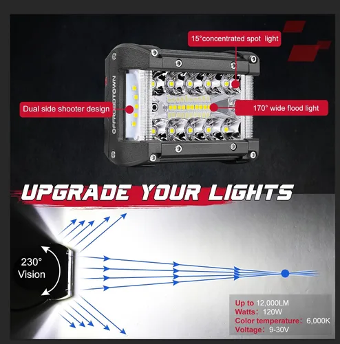 Vista 8 de OFFROADTOWN Barra de luz LED de 18 pies con cápsulas LED